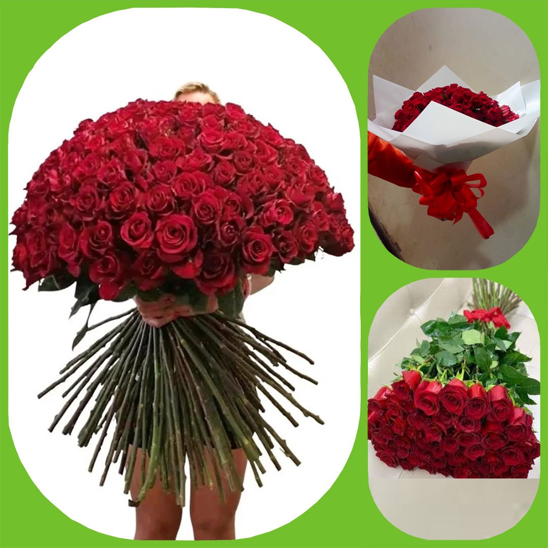 99 Red Roses Packed at Source Bouquet - Aisha Flowers